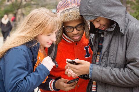 Students Checking Social Media 